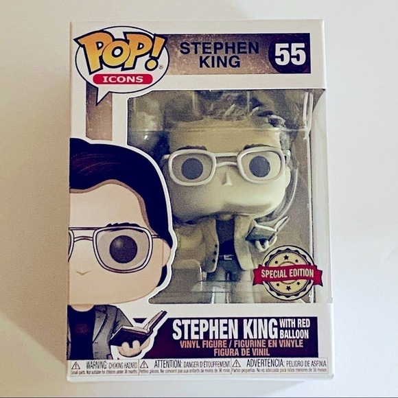 Funko Other - Funko POP! Icons Stephen King with Red Balloon #55 [Black and White] Exclusive